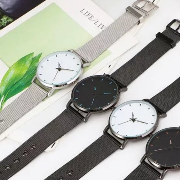 GENEVA Stainless Black Mesh Band Luxury Mens Watch - Picture 3 of 7